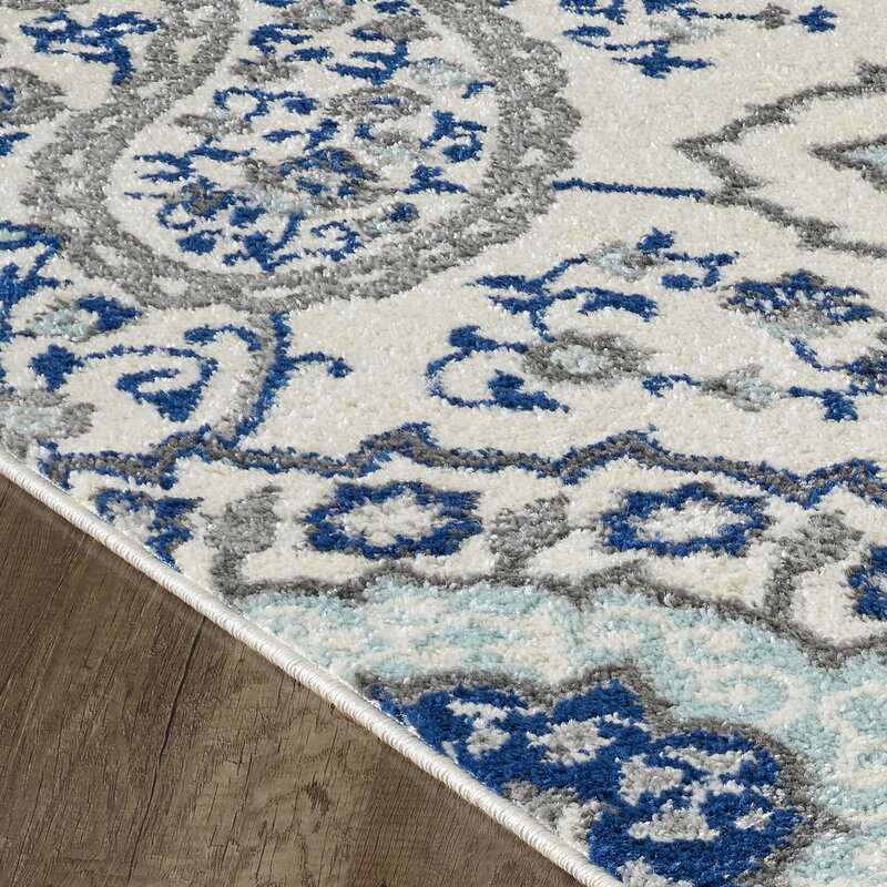 World Menagerie Paisley Cream/Blue Area Rug | Wayfair.ca